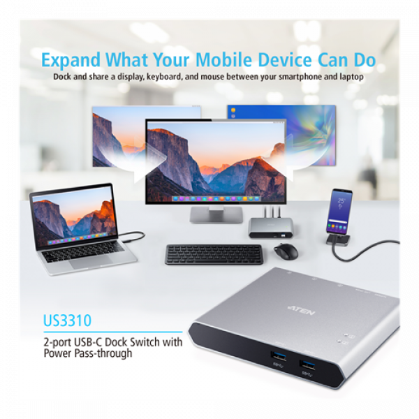 ATEN 2-Port USB-C Gen 1 Dock Switch US3310-AT