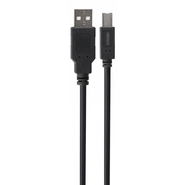DELTACO USB2.0 cable Typ A - Typ B 1m, black USB-210S-LSZH