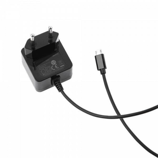 DELTACO Micro USB wall charger, 2,4 A, 1 m fixed cable, 12 W total USB-AC178