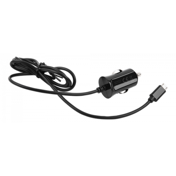 DELTACO Micro USB car charger, 2,4 A, 1 m fixed cable, 12 W total USB-CAR129