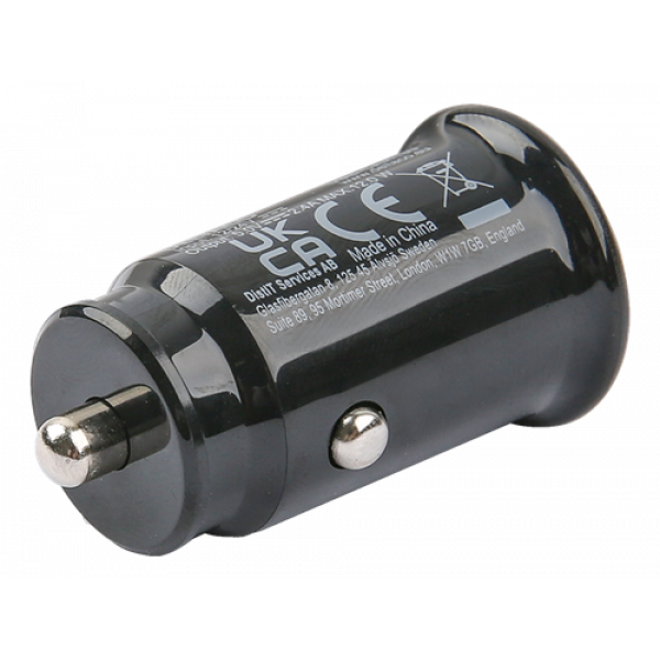 DELTACO USB car charger, 1x USB-A 2.4 A, 1 m Lightning cable, black USB-CAR130