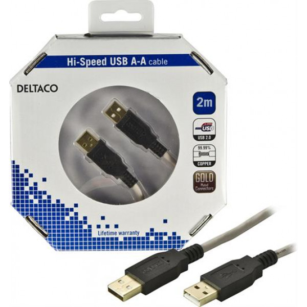DELTACO USB 2.0 kabel Typ A hane - Typ A hane 2m