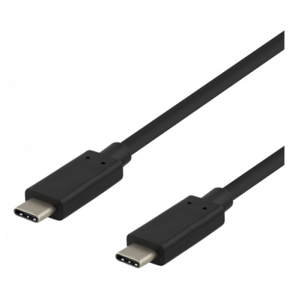 DELTACO USB-C-kabel, 0,25m, USB 3.1 Gen 2, 10 Gbps, 60W, svart USBC-1120