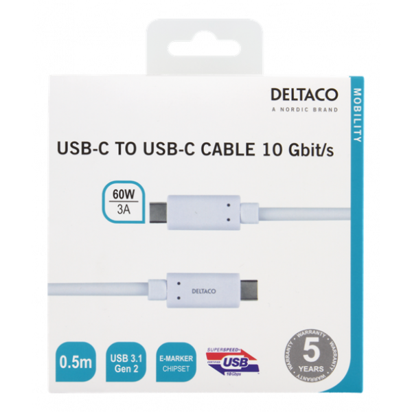 USBC 3.1 GEN2 10Gbps/3A/E-marker 0,5m USBC-1126M