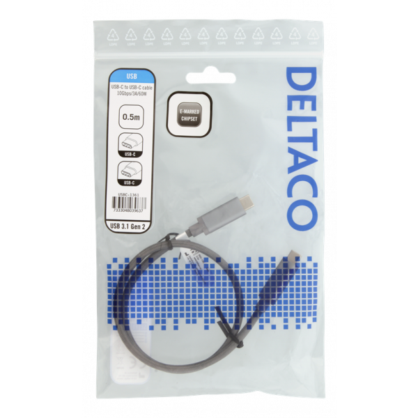 USB3.1 TYPE C TO C GEN2 3A 0,5m SPACE GREY PP BAG USBC-1361