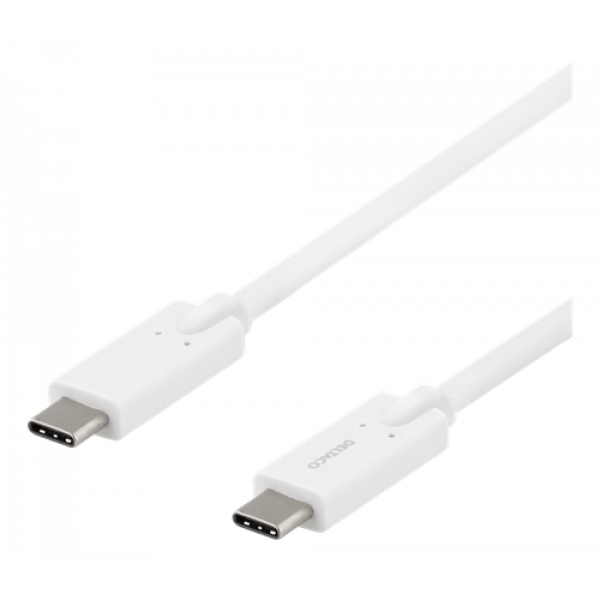 DELTACO USB-C - USB-C cable, 5Gbit/s, 5A, 2M, white USBC-1504M