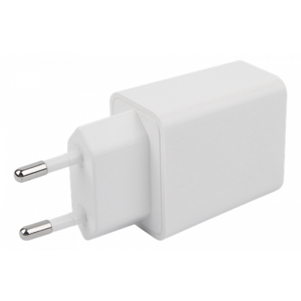 DELTACO USB-C wall charger, 1x USB-C PD 20 W, 1 m USB-C cable, white USBC-AC146