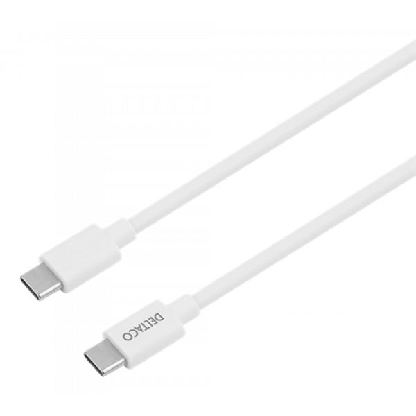 DELTACO USB-C wall charger, 1x USB-C PD 20 W, 1 m USB-C cable, white USBC-AC146
