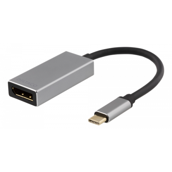 DELTACO USB-C - DP adapter, USB-C ha, DP ho, 3840x2160 60Hz, space gre USBC-DP2