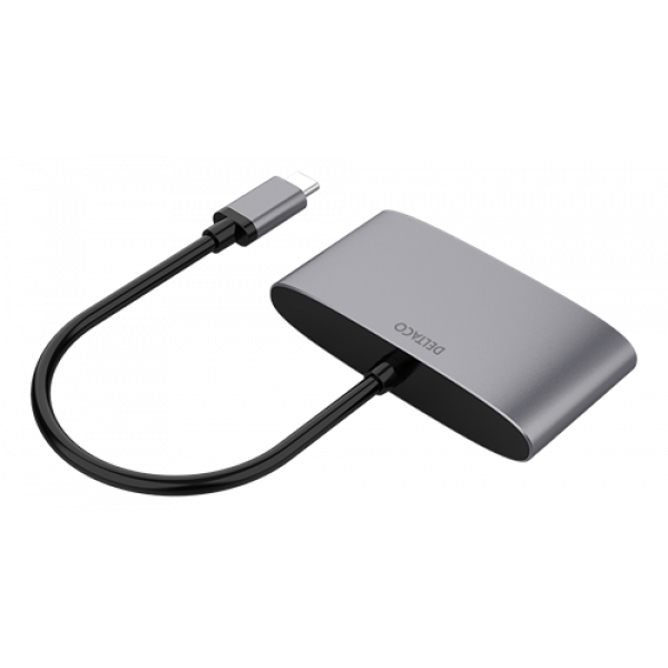 DELTACO USB-C till HDMI/USB A adapter, 4K 60Hz, USB-C PD 3.0 100W, vit USBC-HDMI22