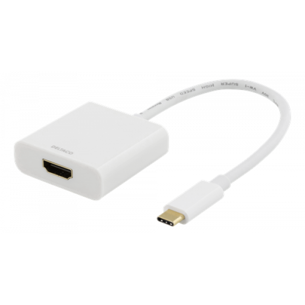 DELTACO USB-C till HDMI adapter, 4096x2160 30Hz, vit USBC-HDMI7