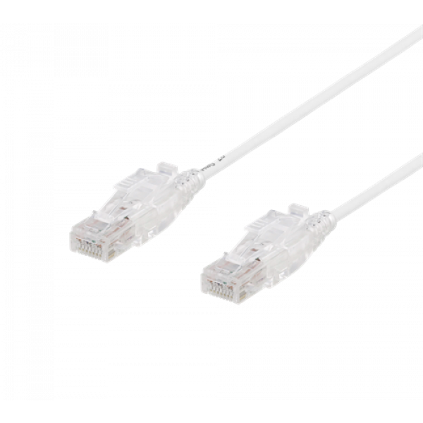 DELTACO U/UTP Cat6A patchkabel, 0,5m, 500MHz, låsbara kontakter, vit UUTP-1101