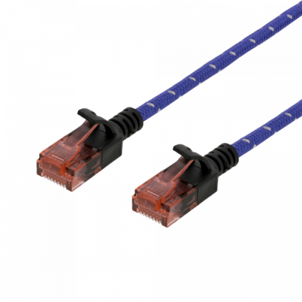 DELTACO Tough Slim CAT.6A U/UTP-kabel, flertrådig, 3.8mm, 1,5m, blå UUTP-1302