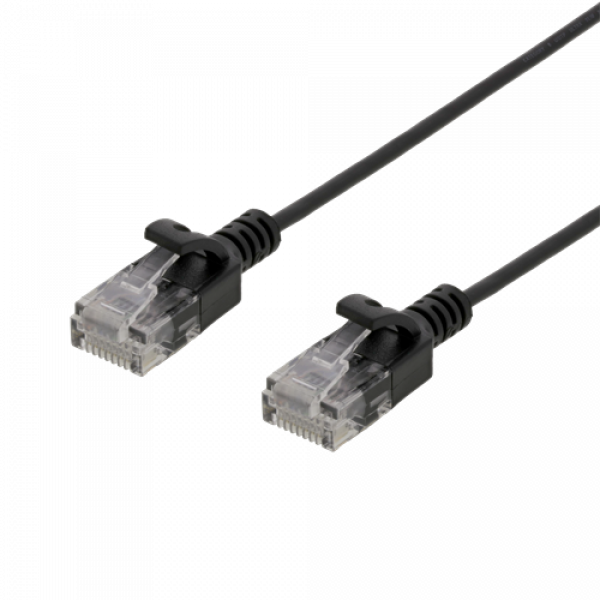 DELTACO Ultra Slim U/UTP Cat.6 patchkabel, 2.6mm, 1,5m, svart UUTP-1402
