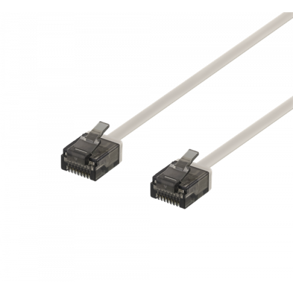 DELTACO U/UTP Cat6a patchkabel, flat, 1mm tjock, 0,5m, grå UUTP-2010