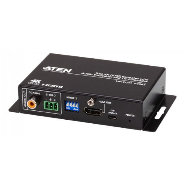 ATEN True 4K HDMI Repeater with Audio Embedder and De-Embedder VC882-AT-G