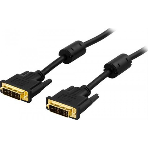 DELTACO DVI monitorkabel, DVI-D ha till DVI-D ha 1m