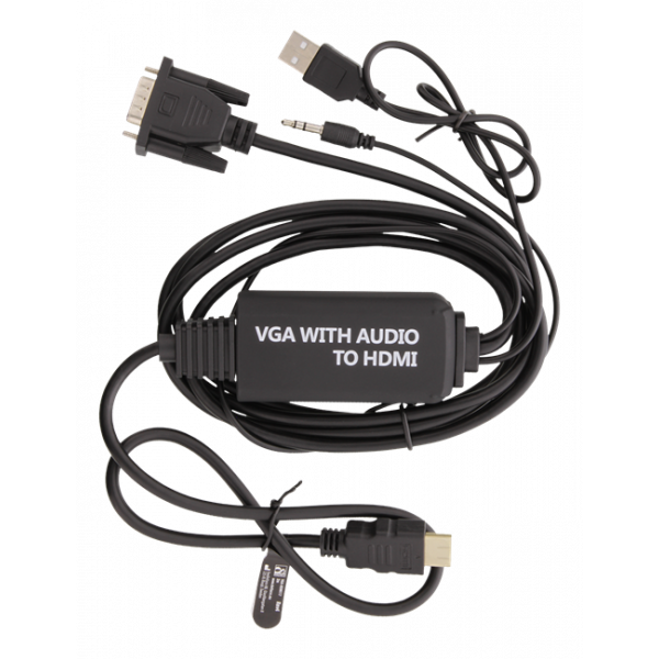 VGA - HDMI och ljudkabel FHD, drivs via USB, 2m VGA-HDMI17