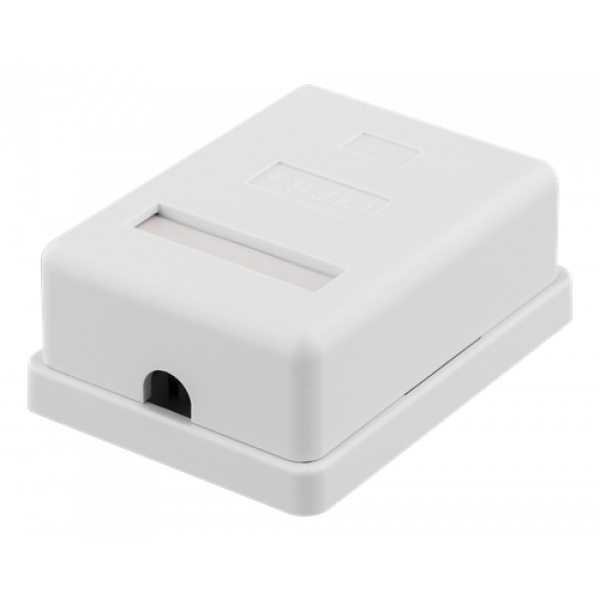 DELTACO skärmat vägguttag, utanpåliggande FTP 1xRJ45, Cat6A, vit VR-220