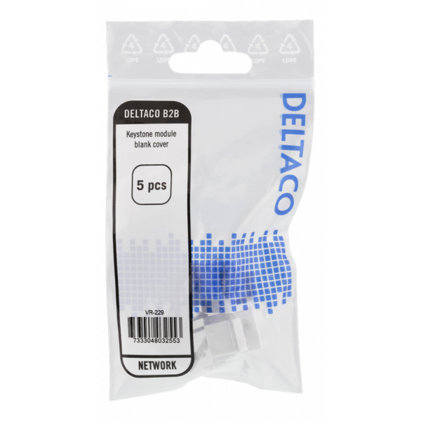 DELTACO blindplugg för Keystone-portar, 5-pack, vit VR-229