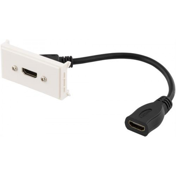 DELTACO Uttagspanel, 1xHDMI, 0,2m, vit
