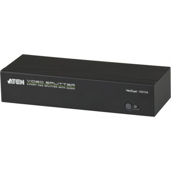 ATEN VGA-splitter, 1 enhet till 4 skärmar, VGA/ljud, 450MHz, 65m, sva VS0104-AT-G