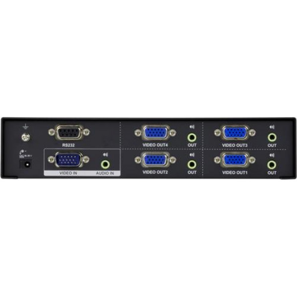ATEN VGA-splitter, 1 enhet till 4 skärmar, VGA/ljud, 450MHz, 65m, sva VS0104-AT-G