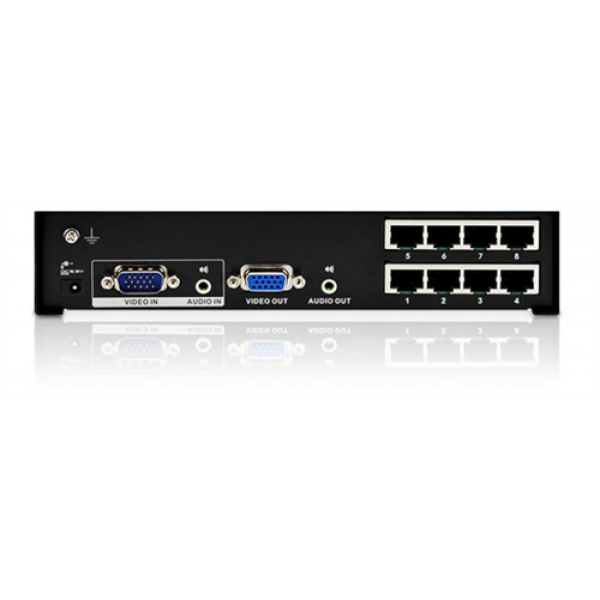 ATEN A/V-splitter, 1 enhet till 8 skärmar via cat5e, VGA och 3,5mm VS1208T-AT-G