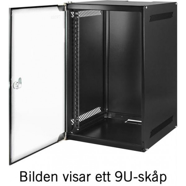 TOTEN, 10" väggskåp, 6U, 280x310, glasdörr, omonterad, svart