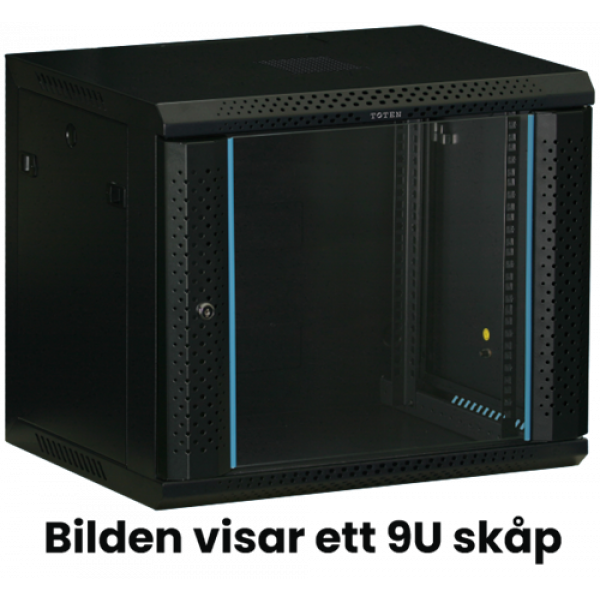 TOTEN, 19" väggskåp, 15U, 600x450, glasdörr, svart WS64156001