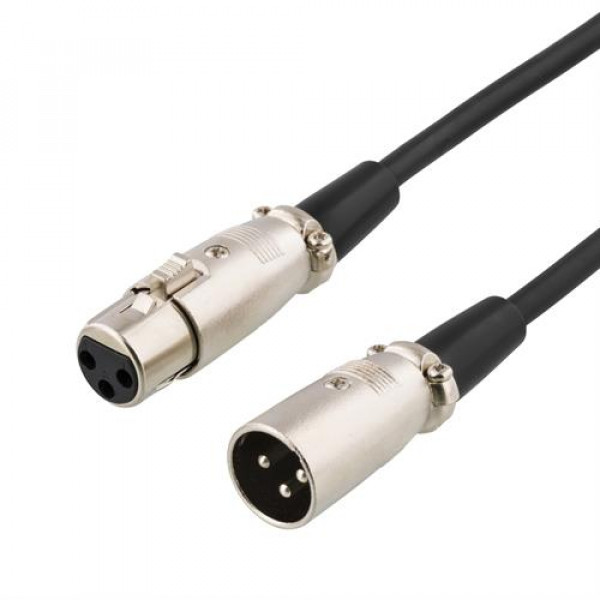DELTACO XLR-ljudkabel, 3-pin ha - 3-pin ho, 8m, svart