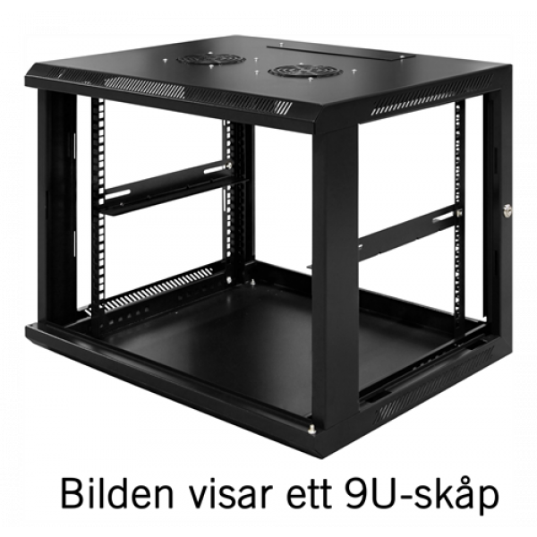 TOTEN System Z, 19” väggskåp, 6U, 600x600, glasdörr, svart ZS66066001