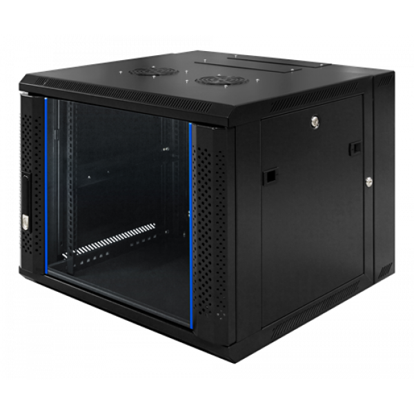 TOTEN System Z, 19” väggskåp, 9U, 600x600, glasdörr, svart ZS66096001