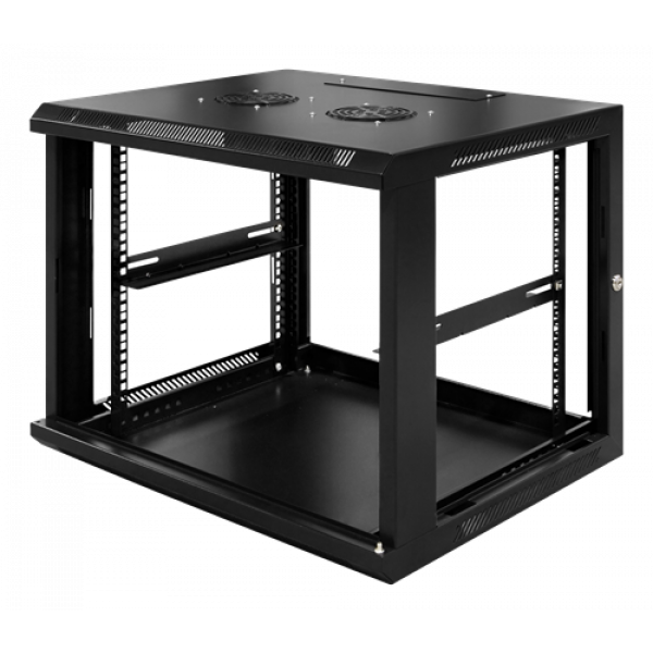 TOTEN System Z, 19” väggskåp, 9U, 600x600, glasdörr, svart ZS66096001