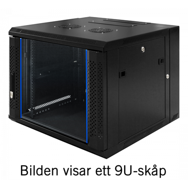 TOTEN System Z, 19” väggskåp, 12U, 600x600, glasdörr, svart ZS66126001