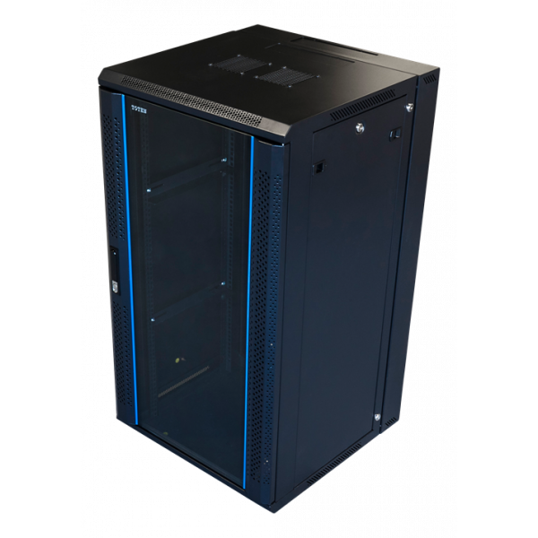 TOTEN System Z, 19” väggskåp, 22U, 600x600, glasdörr, svart ZS66226001