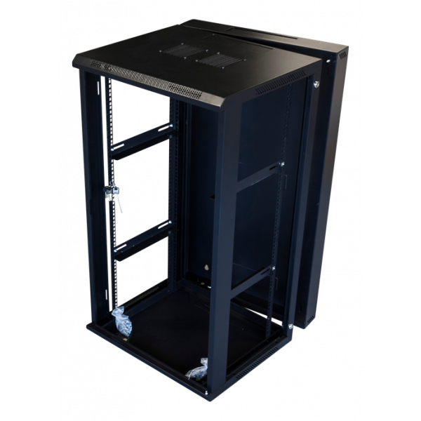 TOTEN System Z, 19” väggskåp, 22U, 600x600, glasdörr, svart ZS66226001
