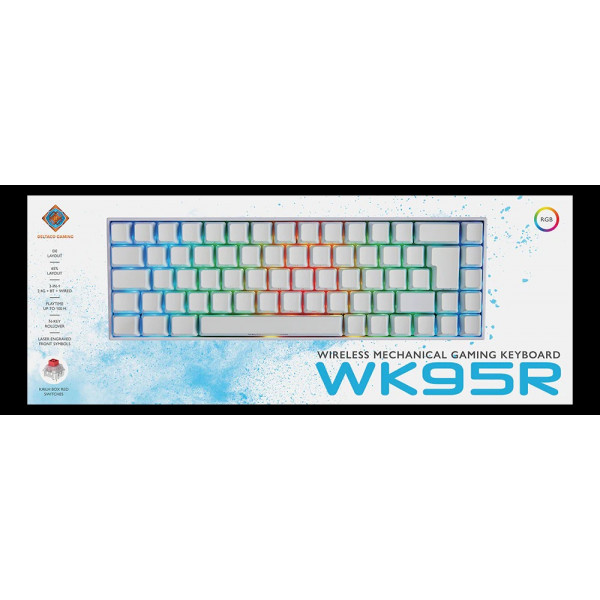 WK95R Trådlöst 65% tangentbord, Tysk layout, vit/RGB